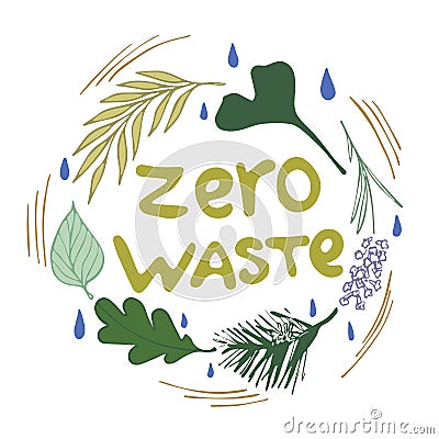 Zero waste circle lettering Vector Illustration